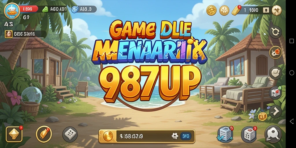 Tampilan gameplay Idle 987UP yang menarik dan penuh warna.