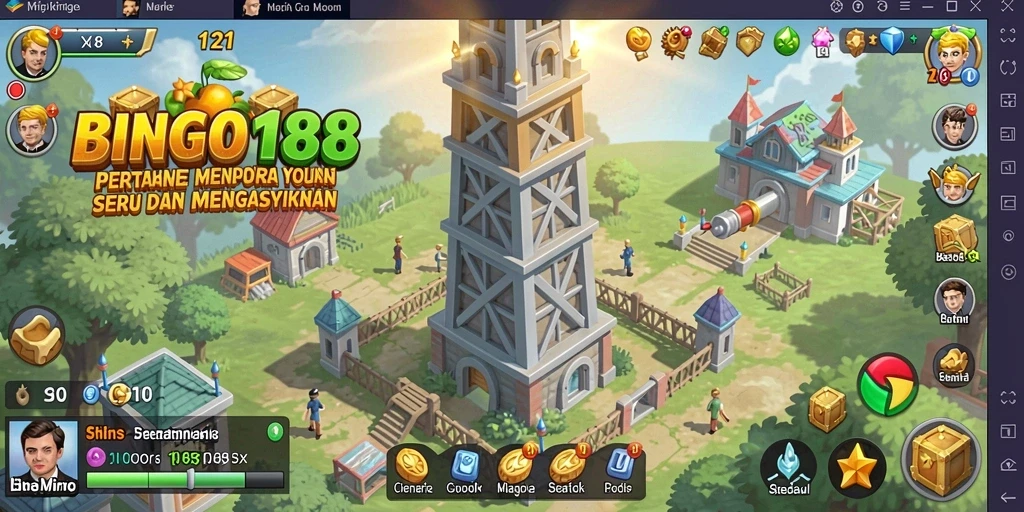 Screenshot gameplay BINGO188 yang menakjubkan dalam pertempuran Tower Defense.