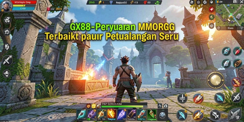 Tampilan gameplay GX88 menampilkan pertempuran epik dan eksplorasi dunia fantasi.