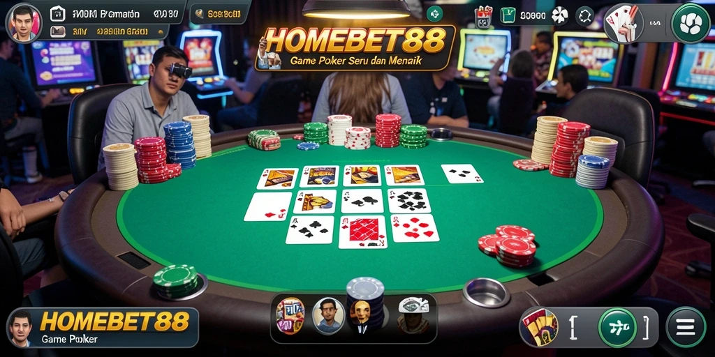 Tampilan gameplay Poker yang seru dan menarik di HOMEBET88.