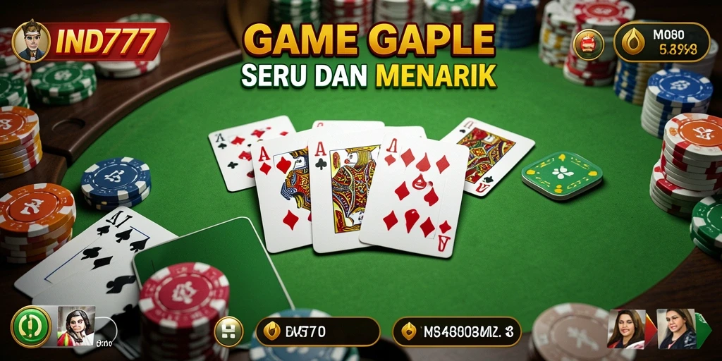 Tangkapan layar utama IND777 menampilkan gameplay Gaple yang seru.
