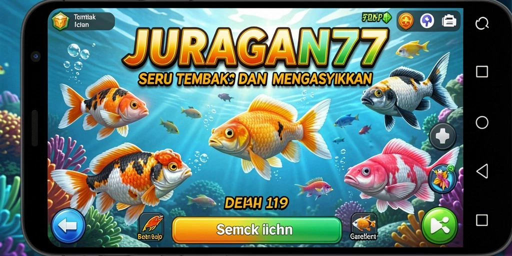 Screenshot gameplay JURAGAN77 menampilkan aksi seru saat menembak ikan.