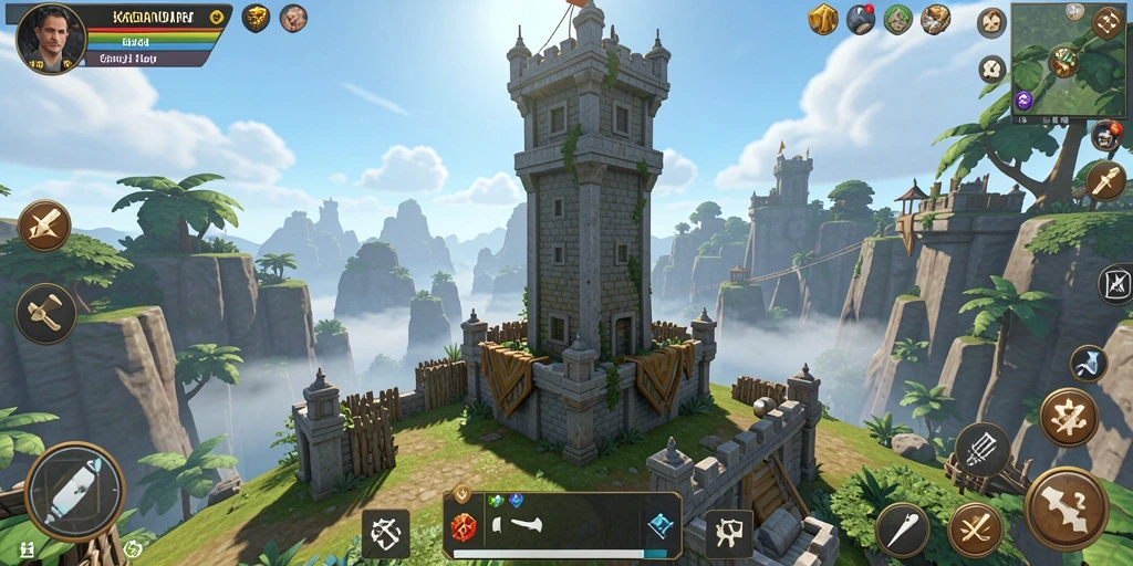 Screenshot gameplay KAGANDAN menunjukkan aksi menara bertahan yang intens.