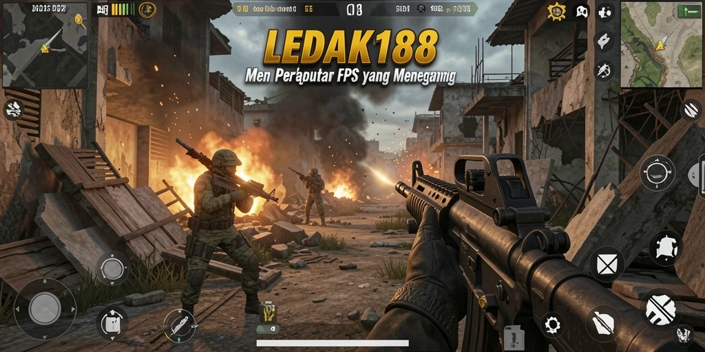 Tampilan gameplay seru di LEDAK188 dengan aksi FPS mendebarkan.