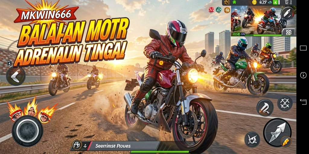 Gameplay mendebarkan balapan motor di MKWIN666.
