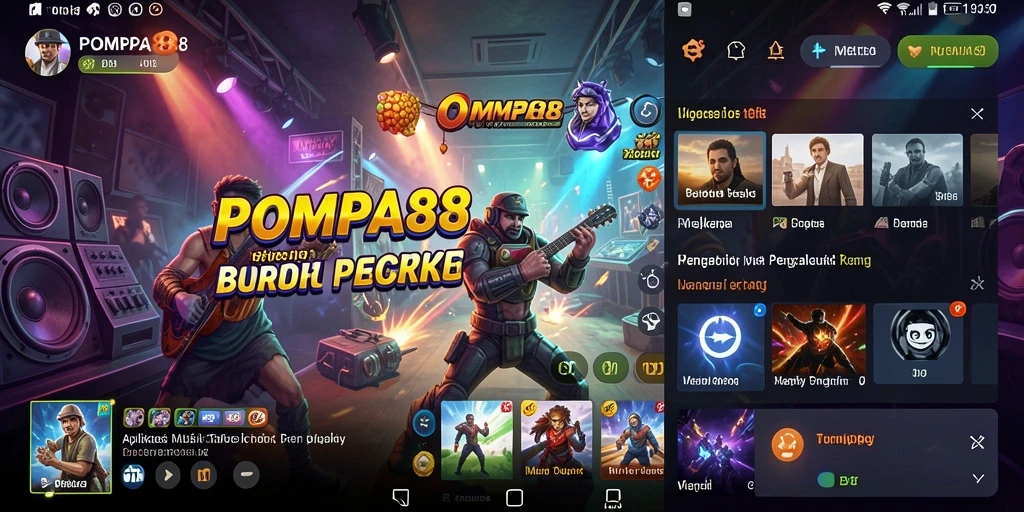 Tampilan menarik gameplay POMPA88 dengan fitur musik interaktif.