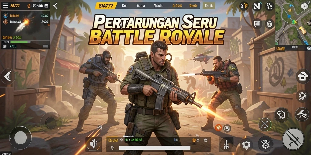 Tangkapan layar SIA777 menampilkan aksi menegangkan dalam permainan Battle Royale.