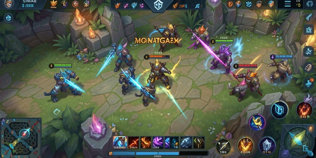Tampilan menarik dan seru dari gameplay MOBA di SINGA8.