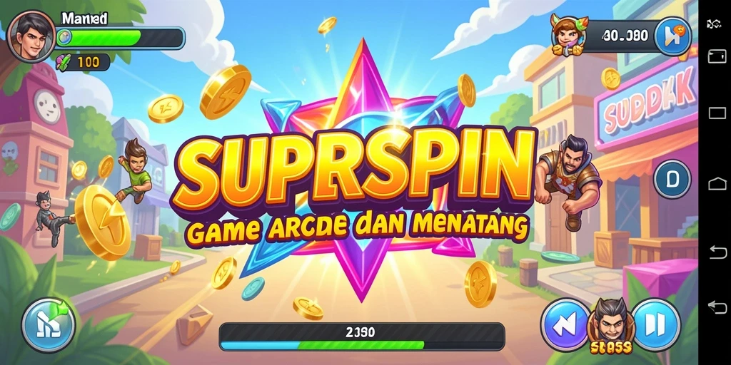 Tampilan gameplay SUPERSPIN yang menarik dan menantang.