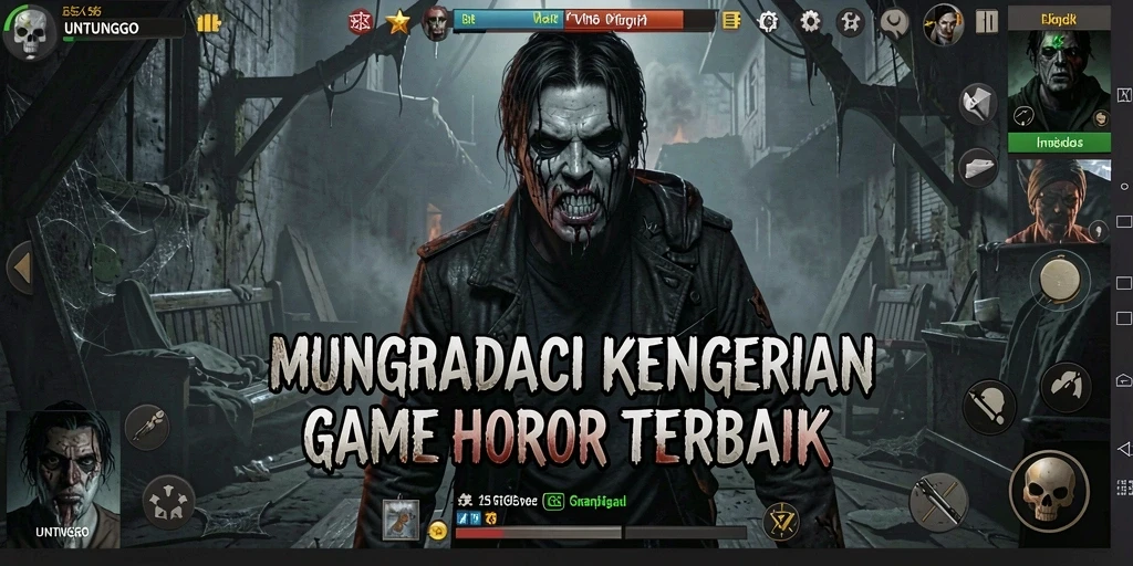 Screenshot dari gameplay UNTUNGGO yang memperlihatkan suasana mencekam.