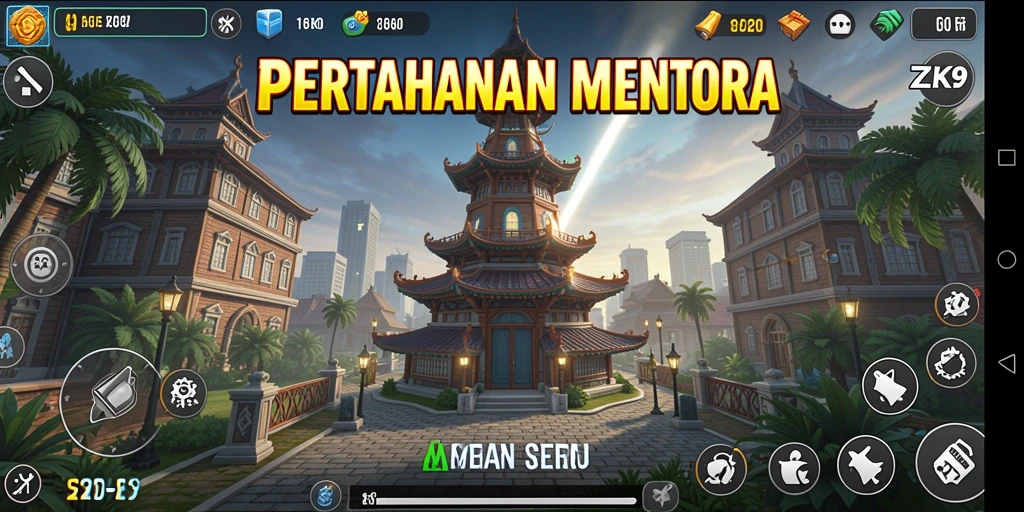 Tampilan gameplay <strong>ZK9</strong> menampilkan aksi seru menara bertahan.